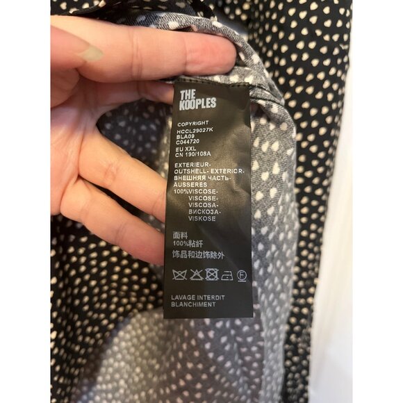 The Kooples Black Mini Hearts Print Button-Up Shirt XXL Viscose Long Sleeve - Picture 4 of 5